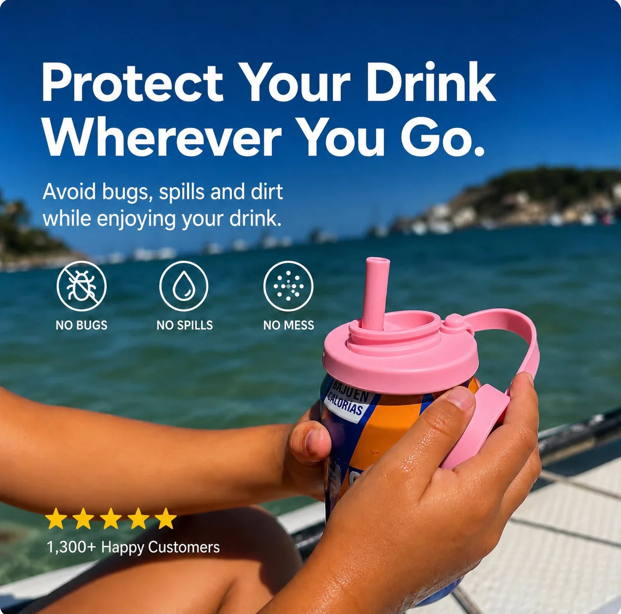 Reusable, Spill-Proof Can Lid & Straw